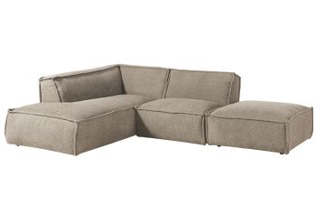 Ecksofa inkl. Hocker 195x220x79 Polyester taupe RAVENNA.