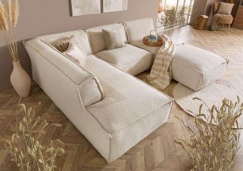 Ecksofa inkl. Hocker 285x220x79 Polyester beige RAVENNA