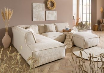 Ecksofa inkl. Hocker 285x220x79 Polyester beige RAVENNA
