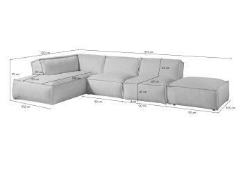 Ecksofa inkl. Hocker 285x220x79 Polyester beige RAVENNA
