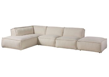 Ecksofa inkl. Hocker 285x220x79 Polyester beige RAVENNA