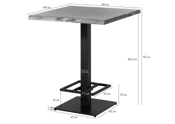 Bartisch Akazie 80x80x92 natur lackiert MELBOURNE #101