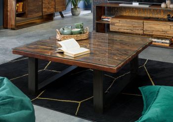 Couchtisch Altholz 100x100x42 braun lackiert SEVILLA #28