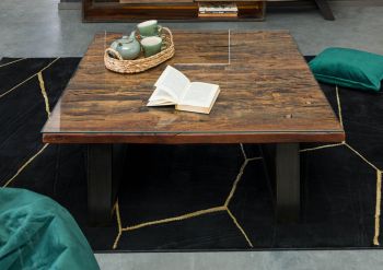 Couchtisch Altholz 100x100x42 braun lackiert SEVILLA #28