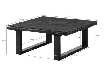 Couchtisch Altholz 100x100x42 braun lackiert SEVILLA #28