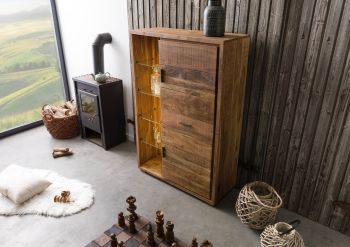 Highboard Akazie 100x40x150 natur lackiert BARK #106
