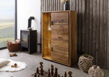 Highboard Akazie 100x40x150 natur lackiert BARK #106