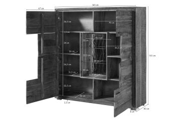 Highboard Akazie 145x40x153 dunkelbraun lackiert BARK #207
