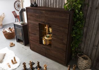 Highboard Akazie 145x40x153 dunkelbraun lackiert BARK #207