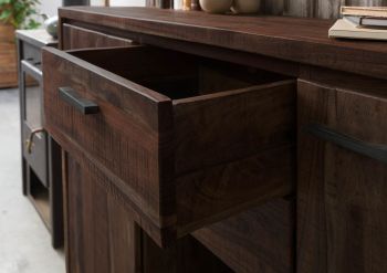 Highboard Akazie 145x40x101 dunkelbraun lackiert BARK #214