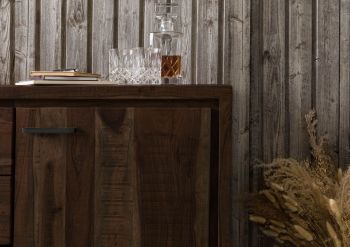 Highboard Akazie 145x40x101 dunkelbraun lackiert BARK #214