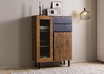 Highboard Sheesham 100x40x135 natur unbehandelt LICHTENBERG #100