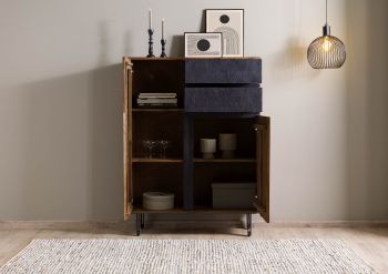 Highboard Sheesham 100x40x135 natur unbehandelt LICHTENBERG #100