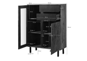 Highboard Sheesham 100x40x135 natur unbehandelt LICHTENBERG #100