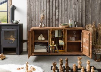 Sideboard Akazie 145x40x78 natur lackiert BARK #100