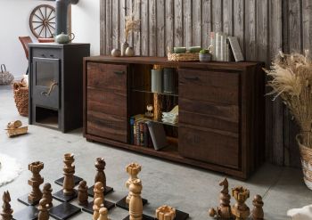 Sideboard Akazie 145x40x78 dunkelbraun lackiert BARK #200