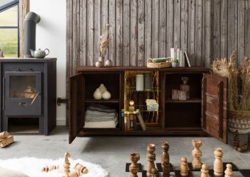 Sideboard Akazie 145x40x78 dunkelbraun lackiert BARK #200