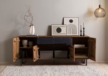 Sideboard Sheesham 185x40x77 natur unbehandelt LICHTENBERG #116