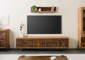 TV-Board Altholz 225x40x63 natur lackiert LYON #122