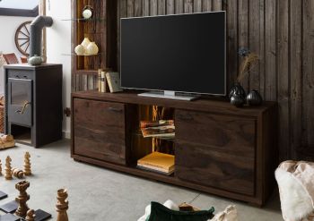 TV-Board Akazie 175x40x63 dunkelbraun lackiert BARK #211
