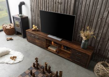 TV-Board Akazie 235x40x47 dunkelbraun lackiert BARK #216