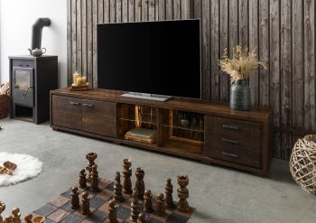 TV-Board Akazie 235x40x47 dunkelbraun lackiert BARK #216