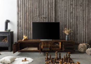 TV-Board Akazie 235x40x47 dunkelbraun lackiert BARK #216