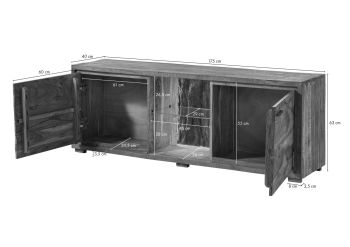 TV-Board Akazie 175x40x63 natur lackiert BARK #111