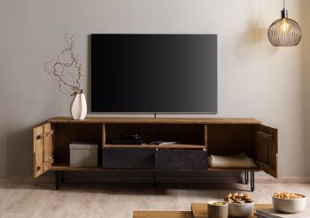 TV-Board Sheesham 185x45x60 natur unbehandelt LICHTENBERG #117