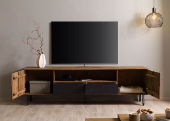 TV-Board Sheesham 205x45x60 natur unbehandelt LICHTENBERG #118
