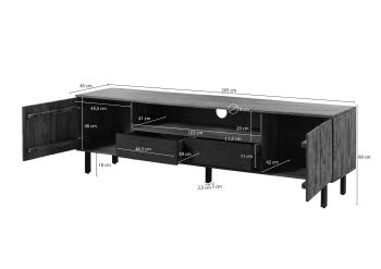 TV-Board Sheesham 205x45x60 natur unbehandelt LICHTENBERG #118