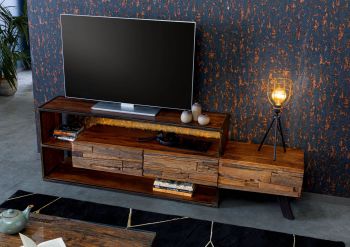 TV-Board Akazie / Altholz 195x40x60 braun lackiert SEVILLA #04
