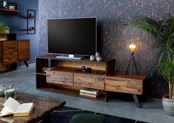 TV-Board Akazie / Altholz 195x40x60 braun lackiert SEVILLA #04