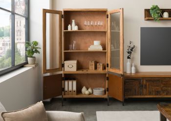Vitrine Altholz 90x40x198 natur lackiert LYON #160