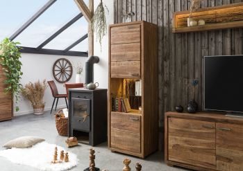 Vitrine Akazie 58x40x180 natur lackiert BARK #102