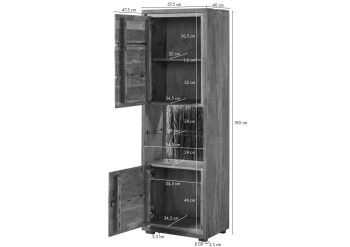 Vitrine Akazie 58x40x180 natur lackiert BARK #102