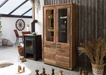 Vitrine Akazie 98x40x180 natur lackiert BARK #108