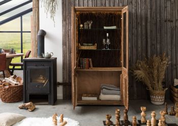 Vitrine Akazie 98x40x180 natur lackiert BARK #108