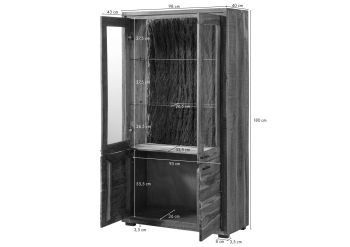 Vitrine Akazie 98x40x180 natur lackiert BARK #108