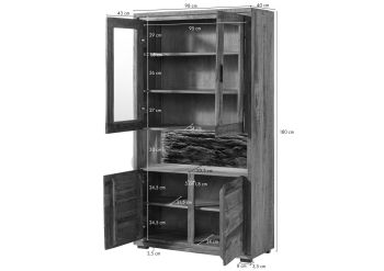 Vitrine Akazie 98x40x180 dunkelbraun lackiert BARK #209
