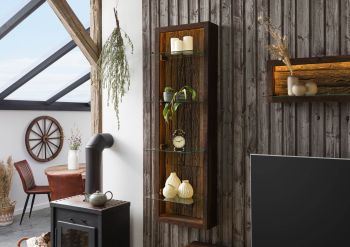 Wandregal Akazie 45x30x145 dunkelbraun lackiert BARK #204