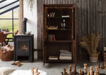 Vitrine Akazie 98x40x180 dunkelbraun lackiert BARK #208