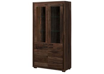 Vitrine Akazie 98x40x180 dunkelbraun lackiert BARK #208