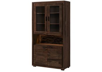 Vitrine Akazie 98x40x180 dunkelbraun lackiert BARK #209