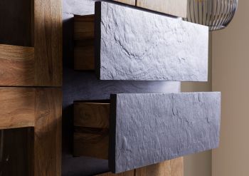 Vitrine Sheesham 100x40x190 natur unbehandelt LICHTENBERG #106