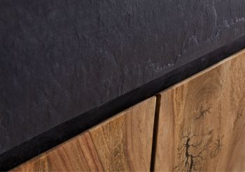 Vitrine Sheesham 100x40x190 natur unbehandelt LICHTENBERG #106