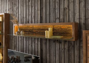 Wandregal Akazie 145x30x27 natur lackiert BARK #105