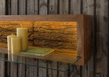 Wandregal Akazie 145x30x27 natur lackiert BARK #105
