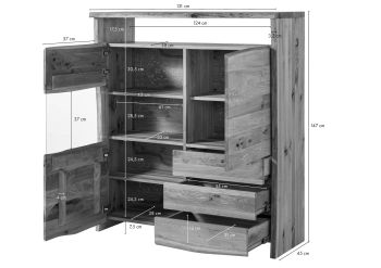 Highboard Wildeiche 131x45x147 natur geölt PURE OAK #703