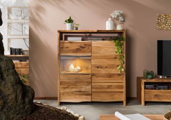 Highboard Wildeiche 131x45x147 natur geölt PURE OAK #703